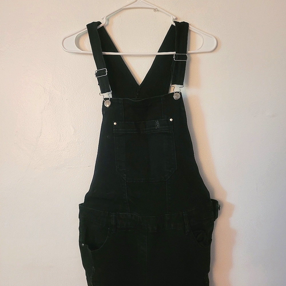 Black Slightly Distressed Overalls/Dungarees